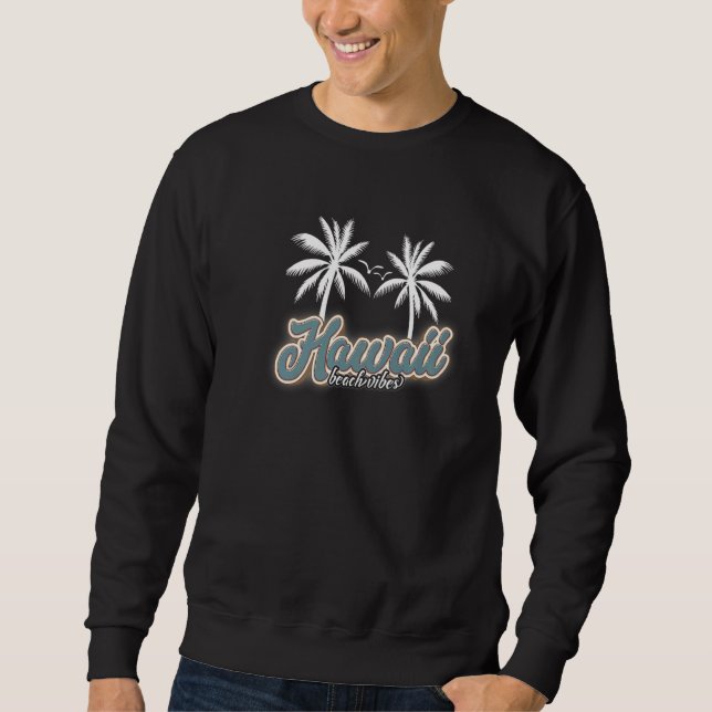 Sudadera La playa de Hawaii con sus palmeras y su puesta de (Anverso)