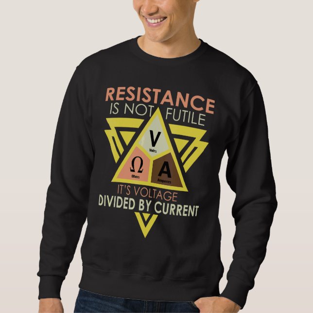 Sudadera La resistencia no es fútil   Electricista (Anverso)