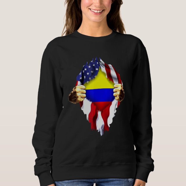 Sudadera La sangre colombiana dentro de mí Bandera estadoun (Anverso)