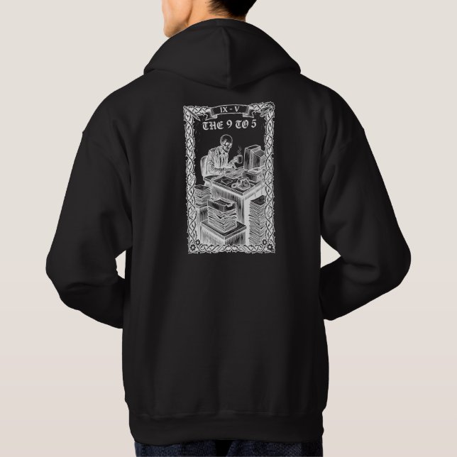Sudadera La tarjeta de Tarot de 9 a 5 Esqueleto Divertido C (Reverso)