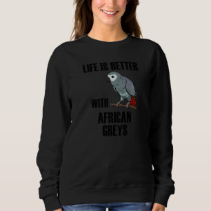 Sudadera La vida con la cita del loro grisáceo blanco afric