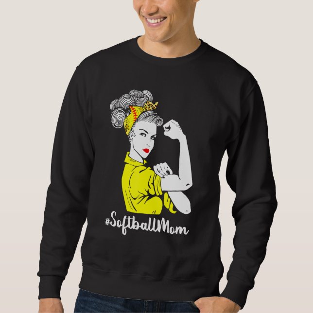 Sudadera La Vida De La Madre Del Softball Con El Leopard Y  (Anverso)