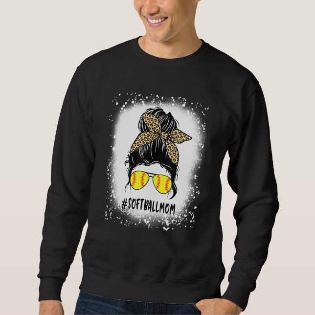 Sudadera La Vida De La Madre Del Softball Con El Leopard Y  (Anverso)