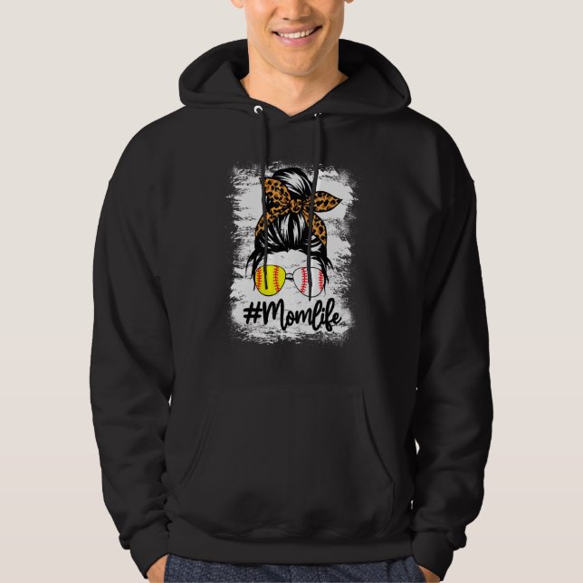 Sudadera La Vida De La Madre Del Softball Con El Leopard Y  (Anverso)