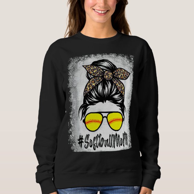 Sudadera La Vida De La Madre Del Softball Con El Leopard Y  (Anverso)