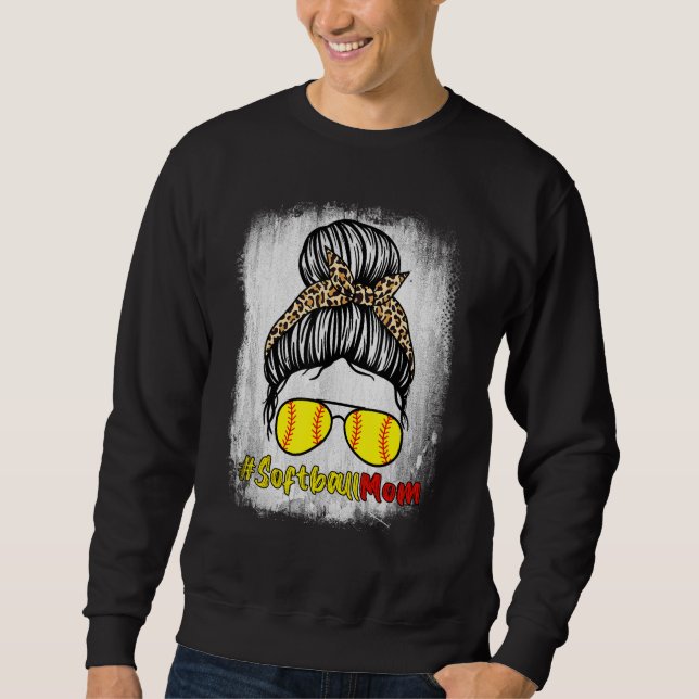 Sudadera La Vida De La Madre Del Softball Con El Leopard Y  (Anverso)