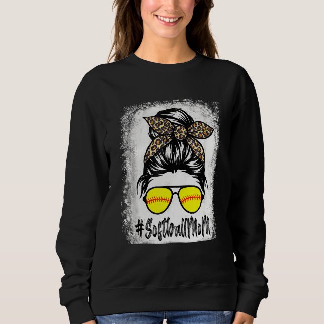 Sudadera La Vida De La Madre Del Softball Con El Leopard Y  (Anverso)