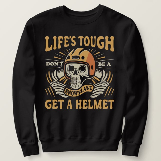 Sudadera La vida de un hombre con casco dura (Anverso del diseño)