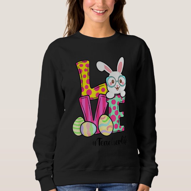 Sudadera La vida del profesor de Pascua Gnome Bunny Lov (Anverso)