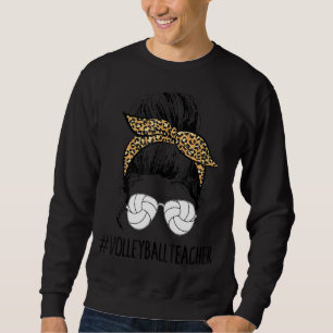 Sudadera La vida del profesor de voleibol Bun Hair Leopard