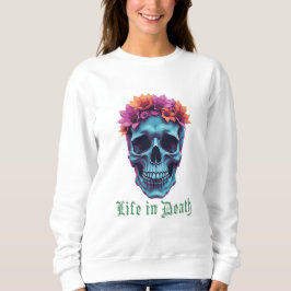 Sudadera La vida en la muerte, el florecimiento en azul