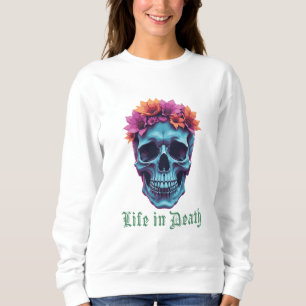 Sudadera La vida en la muerte, el florecimiento en azul
