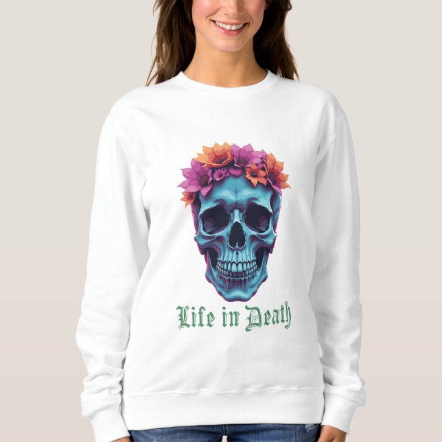 Sudadera La vida en la muerte, el florecimiento en azul (Anverso)