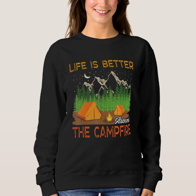 Sudadera La Vida Es Mejor Alrededor Del Campfire Familiar C (Anverso)