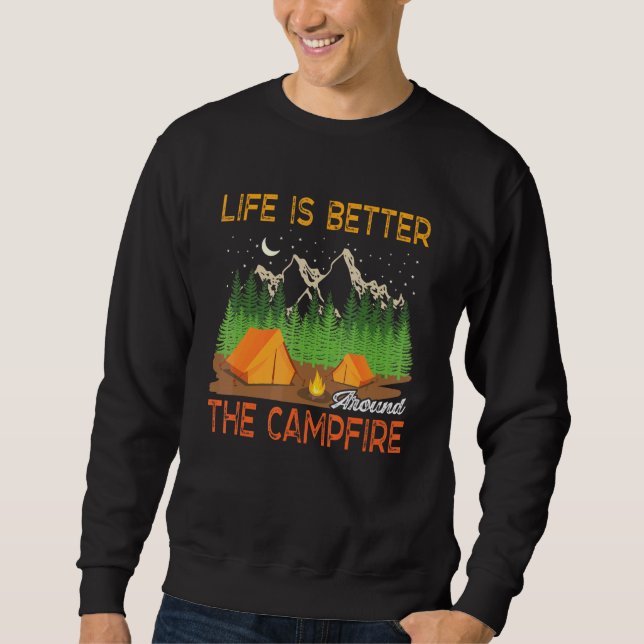 Sudadera La Vida Es Mejor Alrededor Del Campfire Familiar C (Anverso)