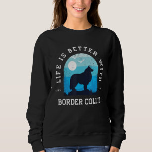 Sudadera La vida es mejor Border Collie Azul Vintage Perro 