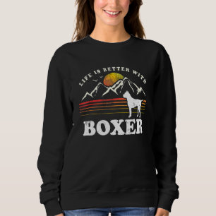 Sudadera La vida es mejor Boxer Perro Vintage Mamá Papá