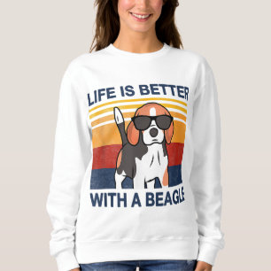 Sudadera La vida es mejor con el Beagle Vintage Dog Design