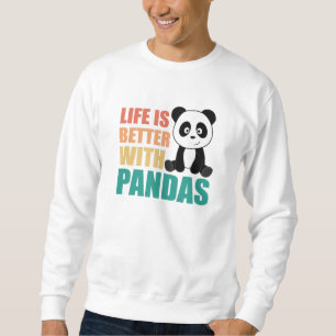 Sudadera La Vida Es Mejor Con Pandas Cute Panda Coloroso