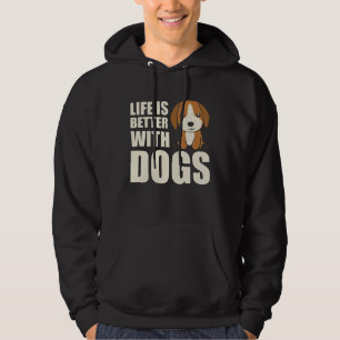 Sudadera La Vida Es Mejor Con Perros Cute Beagle Dog Brown