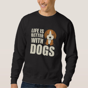 Sudadera La Vida Es Mejor Con Perros Cute Beagle Dog Brown