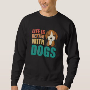 Sudadera La Vida Es Mejor Con Perros Cute Beagle Dog Brown