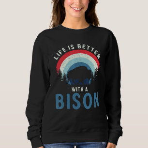 Sudadera La vida es mejor con un bisonte búfalo americano_1