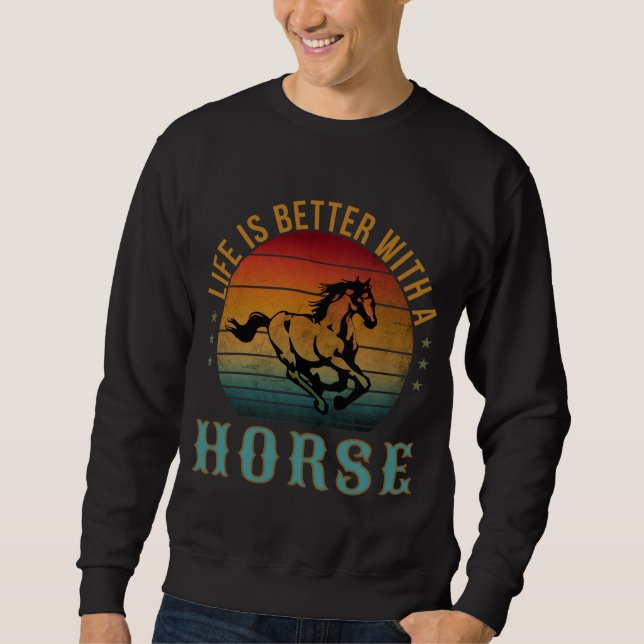 SUDADERA LA VIDA ES MEJOR CON UN CABALLO (Anverso)