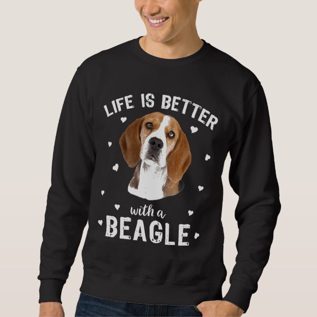 Sudadera La Vida Es Mejor Con Un Perro Beagle (Anverso)