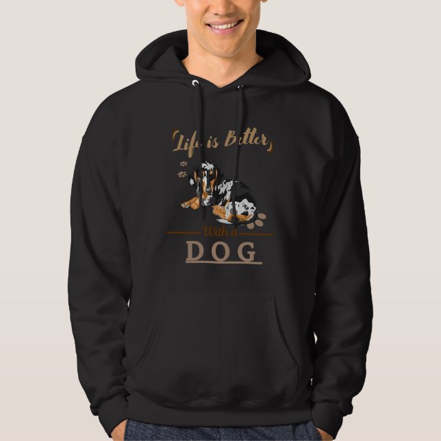 Sudadera La Vida Es Mejor Con Un Perro Dachshund (Anverso)