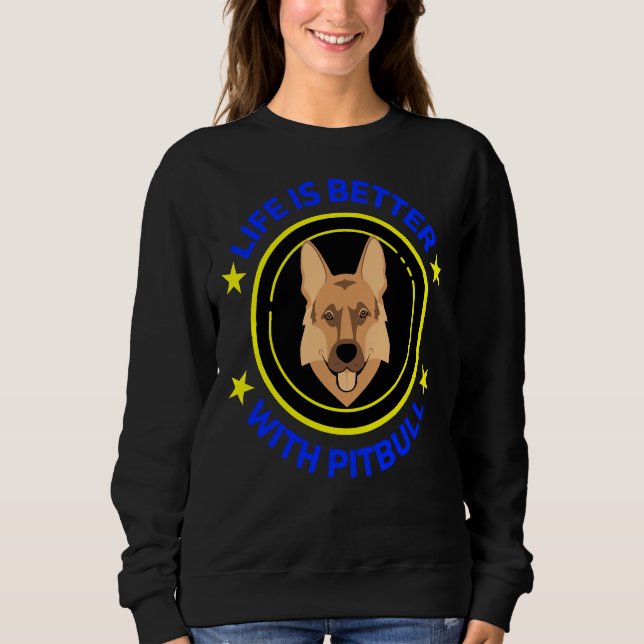 Sudadera La Vida Es Mejor Con Un Pitbull Esencial 24 (Anverso)
