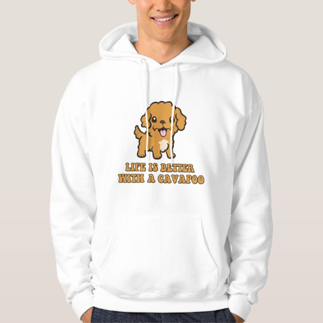 Sudadera La Vida Es Mejor Con Una Cavapoo - Un Perro Funny  (Anverso)