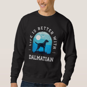 Sudadera La vida es mejor dálmata azul vintage perro mamá p