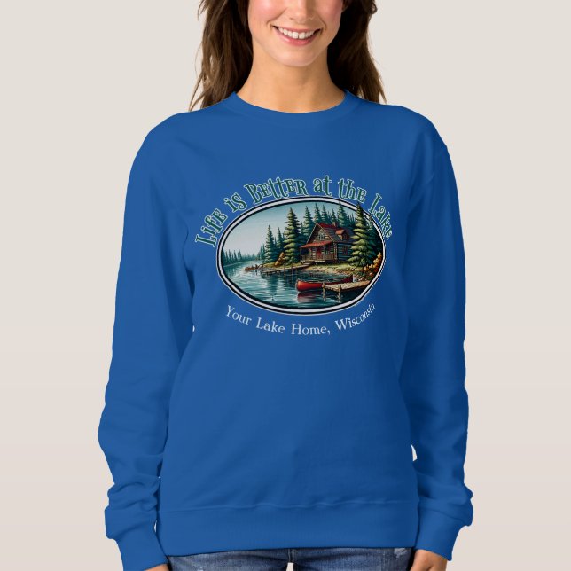 Sudadera La vida es mejor en el lago (Anverso)