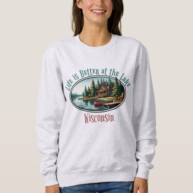 Sudadera La vida es mejor en el lago (Anverso)