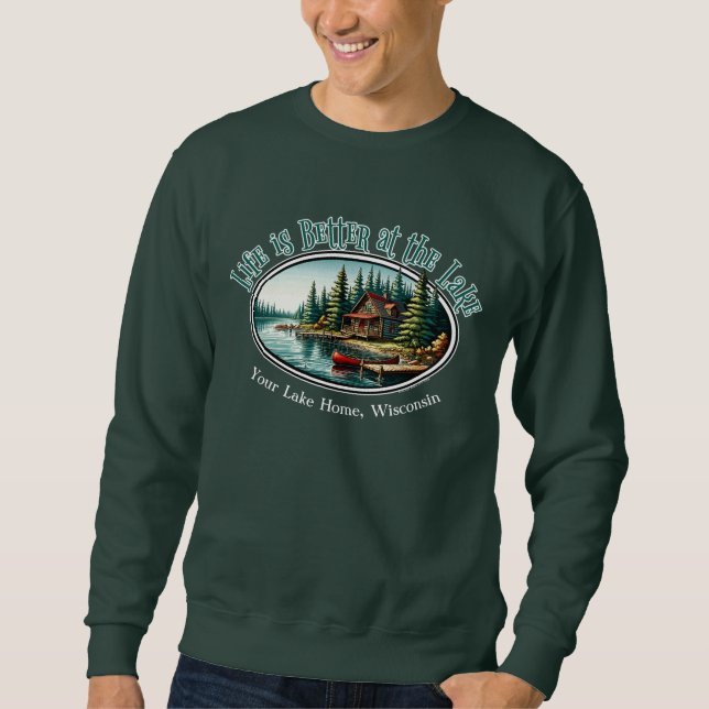 Sudadera La vida es mejor en el lago (Anverso)