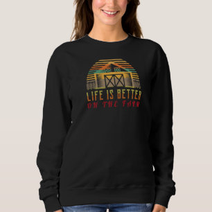 Sudadera La Vida Es Mejor En La Granja Agrícola Cute Retro