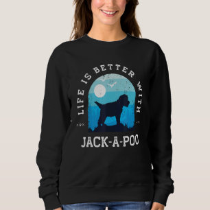 Sudadera La vida es mejor Jack A Poo Azul Vintage Perro Mam