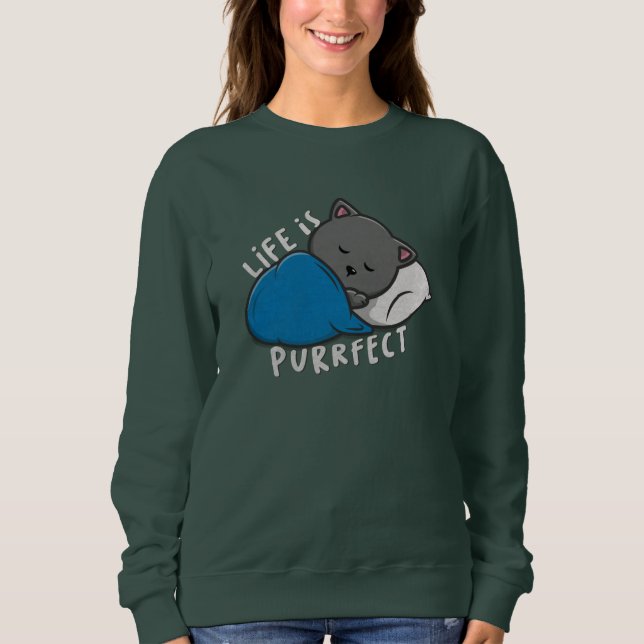Sudadera La vida es perfecta - Gato durmiente (Anverso)