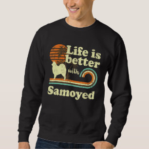 Sudadera La vida mejor Samoyed Vintage Dog Mom Dad