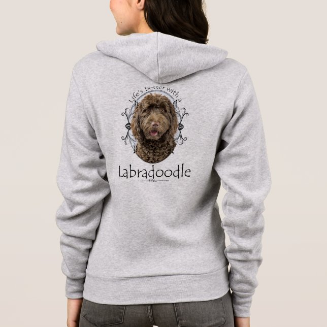 Sudadera La vida mejora Labradoodle (Reverso)