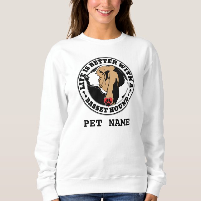 Sudadera La vida personalizada de Basset Hound es mejor (Anverso)