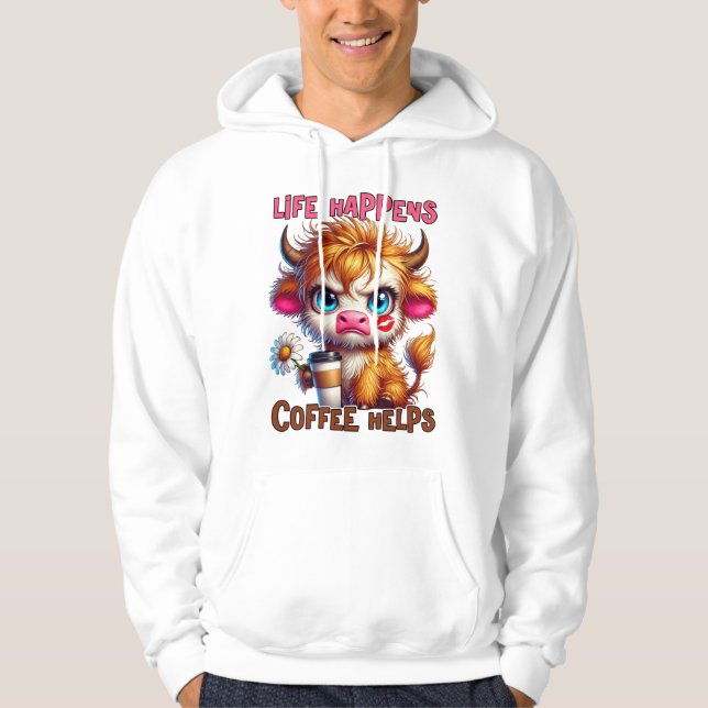 Sudadera La vida sucede el café ayuda  (Anverso)