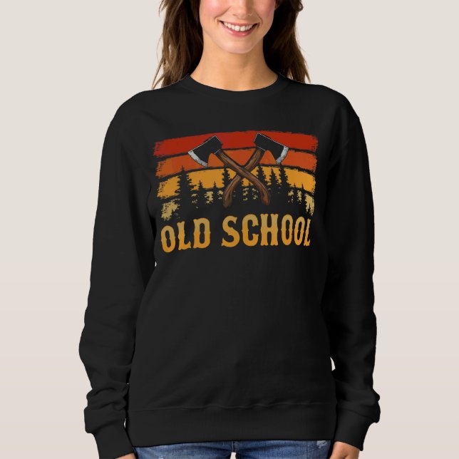 Sudadera La vieja escuela de madera artesanal de madera de  (Anverso)