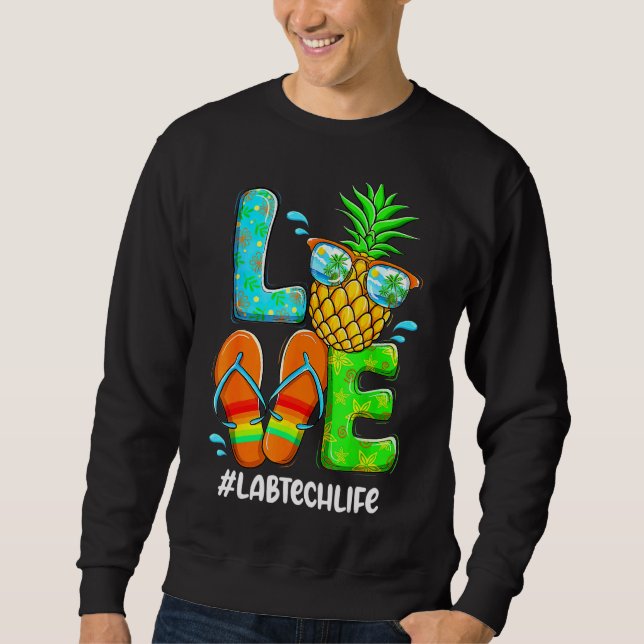 Sudadera Lab Tech Love Summer Pineapple Tropical Flower Fli (Anverso)