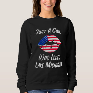 Sudadera Labios Boca Amor Bandera Americana Lago Michigan