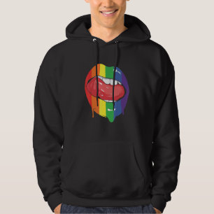 Sudadera Labios de arcoíris goteantes retro Orgullo gay lés