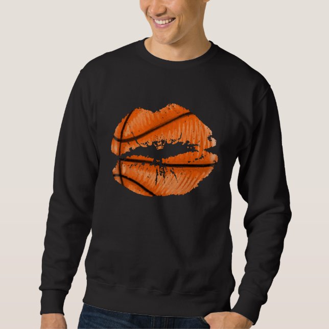Sudadera Labios de Baloncesto Besos de Moda Boca Mujeres Ba (Anverso)