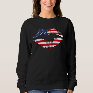Sudadera Labios Patrióticos Beso de Labios con Bandera Amer