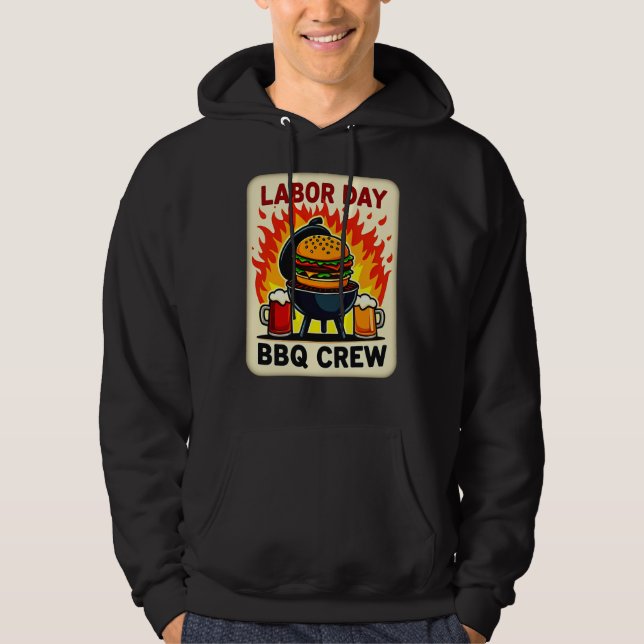 Sudadera Labor Day BBQ Crew Flame Grill Shirt – Worker Holi (Anverso)
